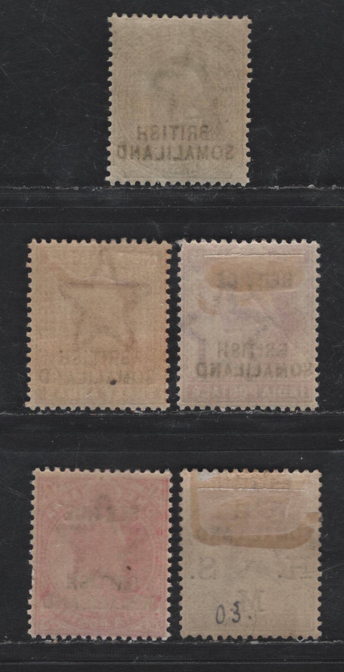 Lot 322 Somaliland SG#28-29, O3, O7-O8 3a - 2a Brown Orange - Violet King Edward VII, 1903 King Edward VII Keyplates, 5 VFOG/NH Singles, 4a Is NH, Rest OG