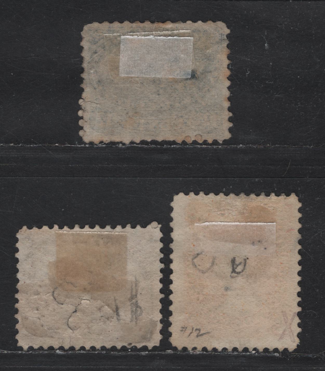 Lot 5 (C) New Brunswick #6a, 7, 10 1c - 125c Red Lilac, Orange & Blue Locomative,Queen Victoria & Steamship, 1860 Cents Issue, 3 Good/Very Good/Fine Used Singles, Perf 12, 1c Has An Internal Tear, 125c Has A Shallow Small Thin, 2c Is Sound