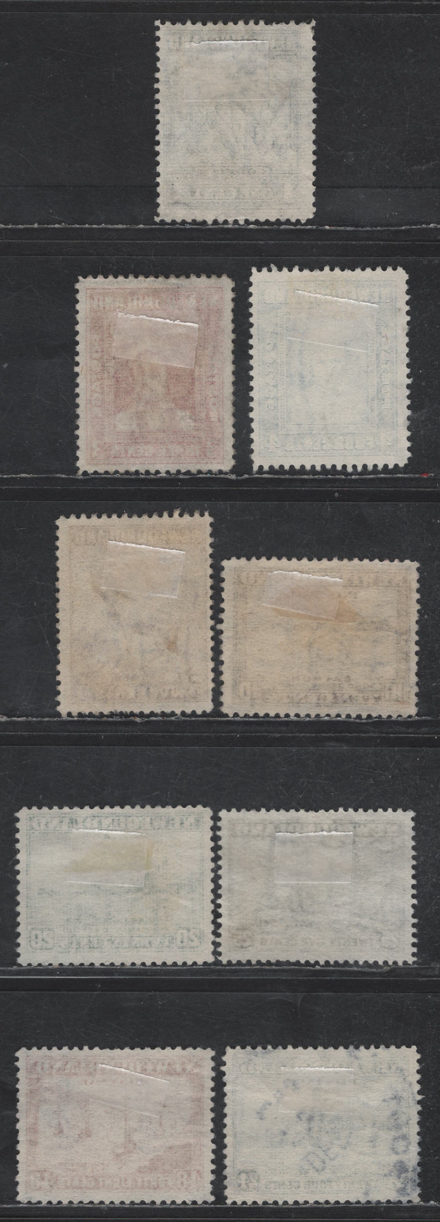Lot 60A Newfoundland #253, 255-257, 260, 264-266 1c - 48c Dark Gray - Red Brown Codfish - Fishing Fleet, 1941-1944 Re-Issued Definitives, 8 Fine/Very Fine Used Singles