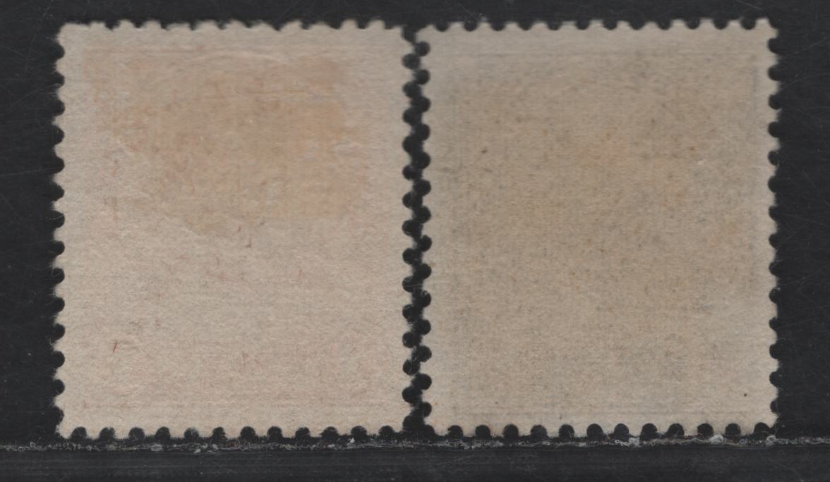 Lot 13 Canada #120, 122iv 50c - $1 Black Brown - Brown Orange King George V, 1911-1925 Admiral Issue, 2 Very Fine Used Singles, Dry Printings, Very Light Cancels.