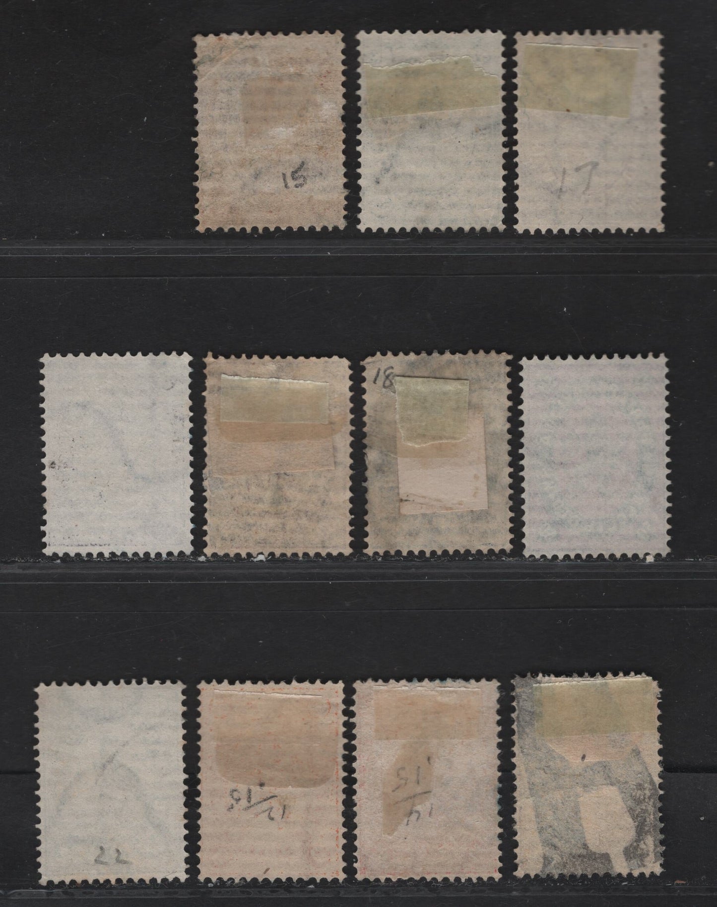 Lot 133 (C) Bulgaria SC#12, 14-18, 25-26 3s - 2s Orange & Yellow - Slate Green & Pale Gray Lion of Bulgaria, 1879-1887 Lion of Bulgaria Issues, 11 Very Fine Used Singles, With Additional Shades