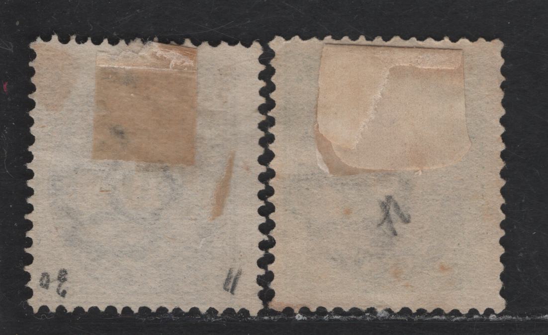 Lot 148 (C) Danish West Indies SC#8, 10 5c - 10c Green & Gray - Blue & Brown Numeral, 1874-1879 Numeral Issue, 2 Fine Used Singles, Perf 14x13.5