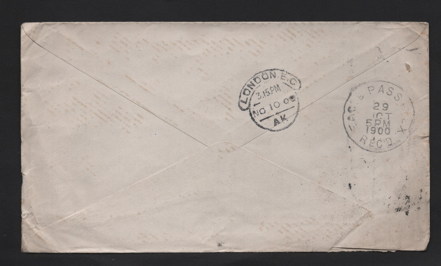 Lot 195 (C) Mexico SC#297 5c - 3c Dark Blue Coat of Arms, 1899 Pictorial Issue, A Fine Used Pair On Cover, To England, Tied Recvr On Back