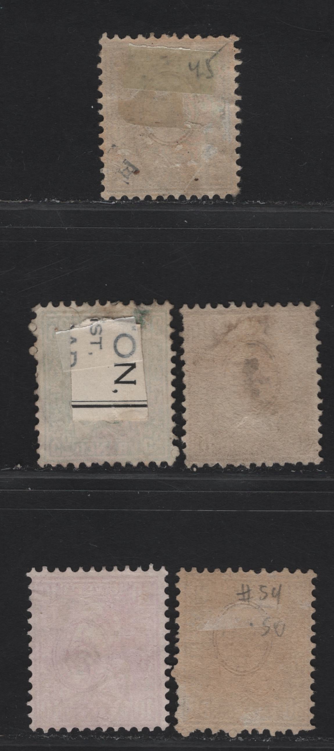 Lot 293 Switzerland SC#41, 53, 55, 59 2c - 50c Gray - Violet Sealted Helvetia, 1862-1878 Seated Helvetia Issue, 5 Fine/Very Fine Used Singles, Includes Two Shades Of 10c