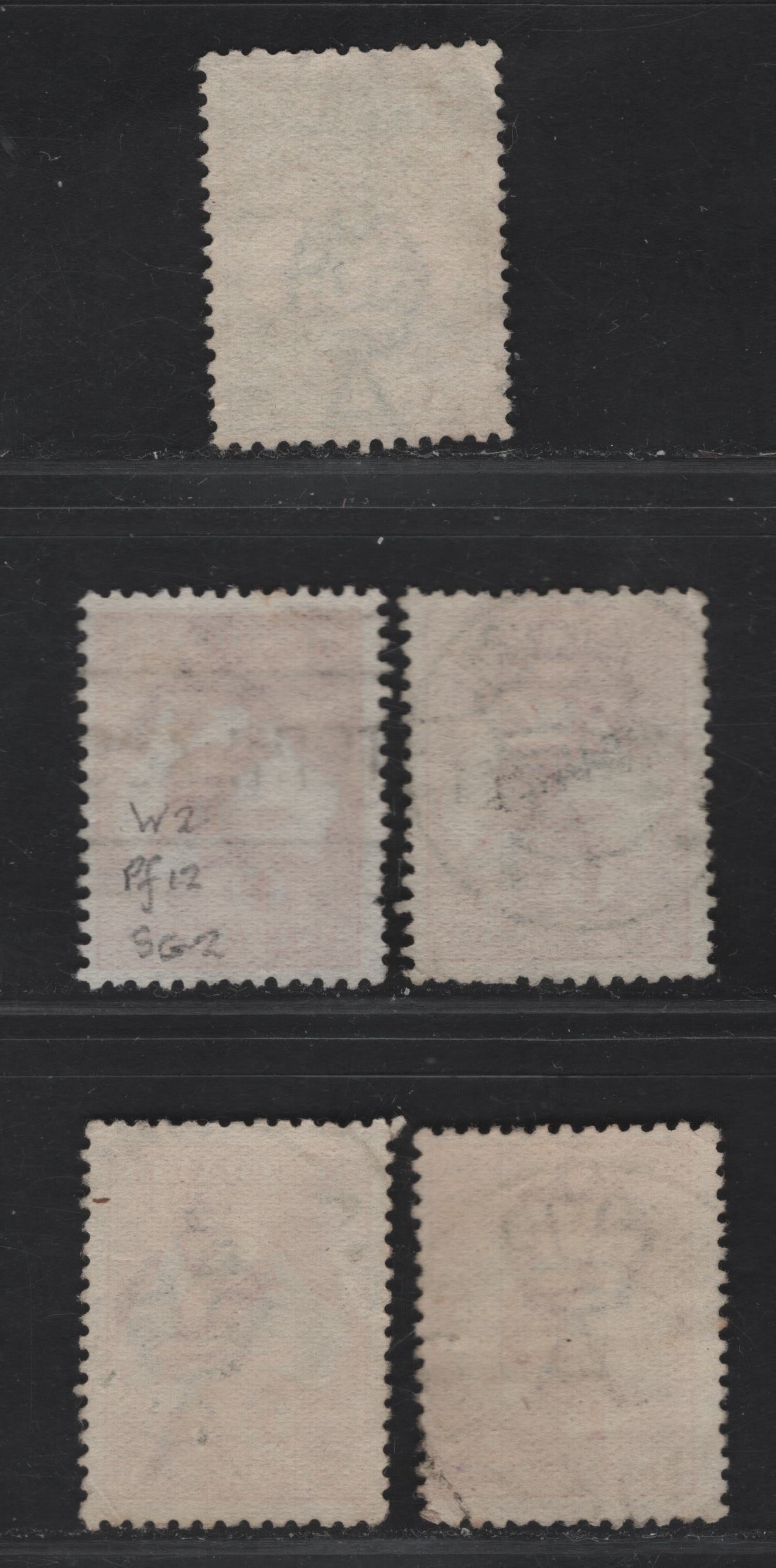 Lot 126 Australia SG#1-2,b,d,e 1/2d - 1d Green - Carmine Kangaroo & Map, 1913-1914 Kangaroo & Map 1st Issue, 5 Fine/Very Fine Used Singles, First Wmk (Wide Crown over A), 1d Red Dies I-Iia, 1d Carmine Die II.