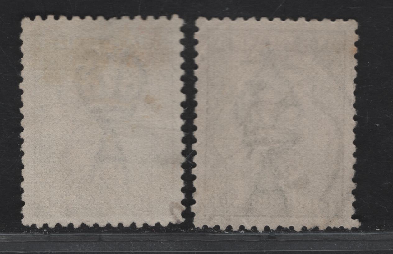 Lot 160 (C) Australia SG#37, 37b 3d Yellow Olive - Olive Green Kangaroo & Map, 1915-1927 Kangaroo & Map 3rd Issue, 2 Very Fine Used Singles, 3rd Wmk, Die 1