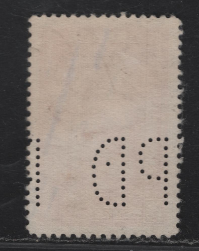 Lot 343 Canada #241var 10c Carmine Memorial Chamber, 1938 Pictorial Issue, A Very Fine Used Single On Paper CBN-F, With Winnipeg Perke-Davis Perfin. Scarcity Rating F