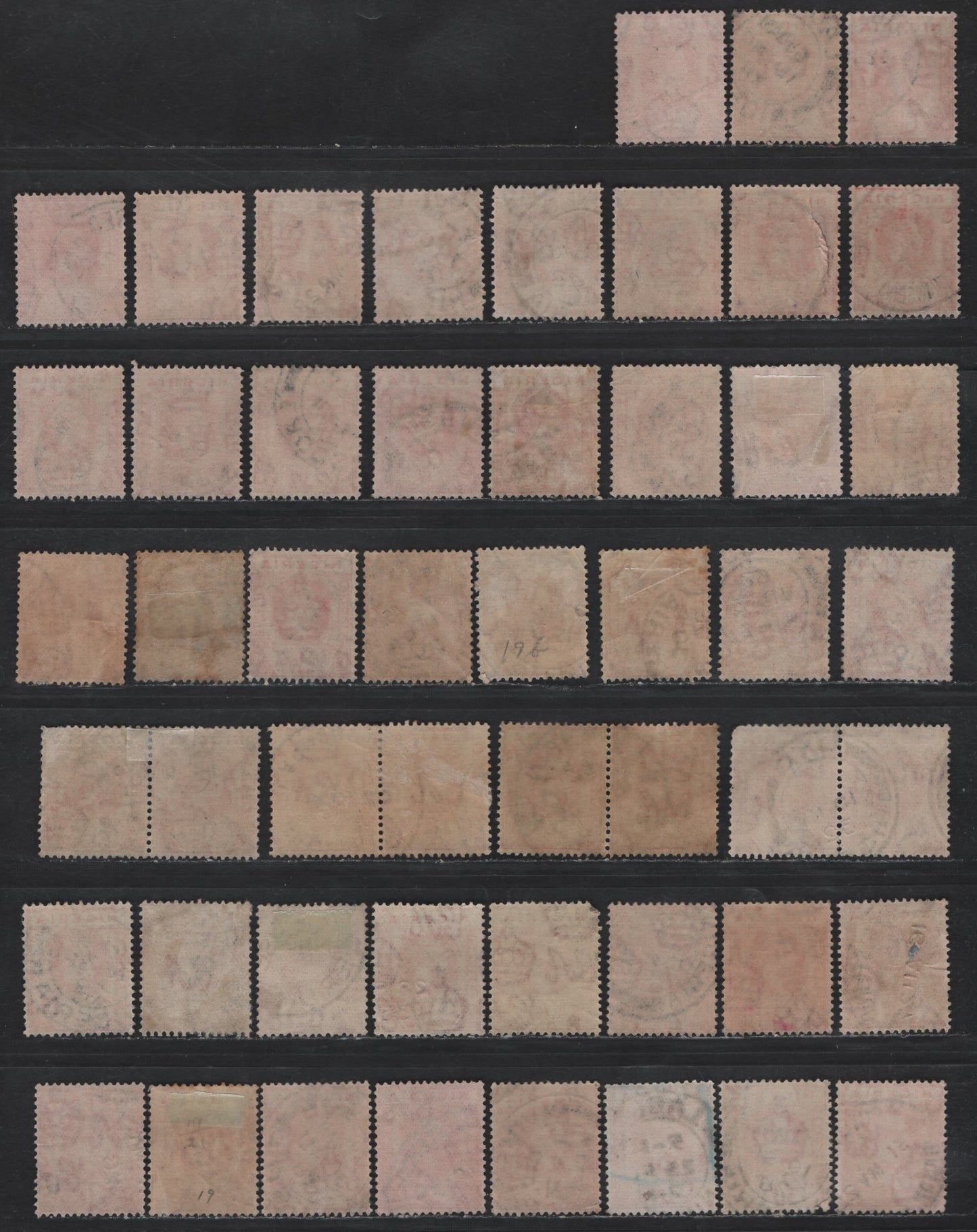 Lot 166 Nigeria SG#16b 1d Red - Rose Red King George V, 1921-1932 KGV Imperium Keyplate Issue, Wmk Multiple Script CA, 50 Fine/Very Fine Used Singles, Dated Examples Ranging From 1921-1935, Unchecked As to Specific Shades