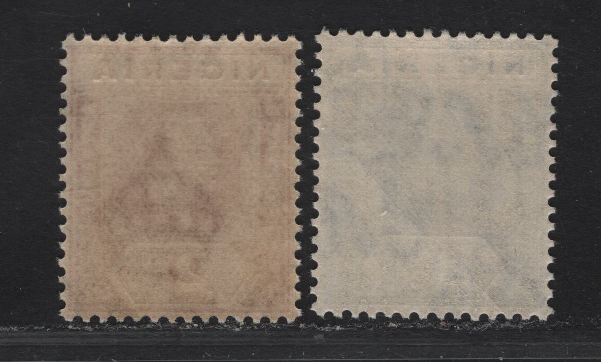 Nigeria SG#19, 21 2d - 2.5d Chestnut - Bright Blue King George V, 1921-1932 KGV Imperium Keyplate Issue, Wmk Multiple Script CA, 2 VFNH Singles, Dies 1 & 2