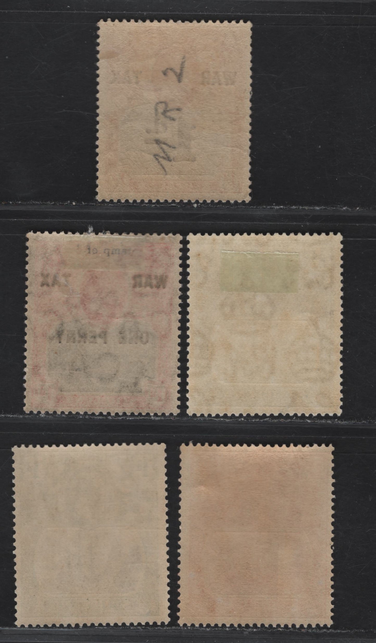 Lot 124 (C) St Helena SG#87-88, 97-99 1d - 1.5d Black & Scarlet - Rose Red Wharf - Badge of the Colony, 1916-1937 Wharf Keyplates, War Tax Surcharged & Badge of the Colony Keyplates, 5 F/VFOG Singles