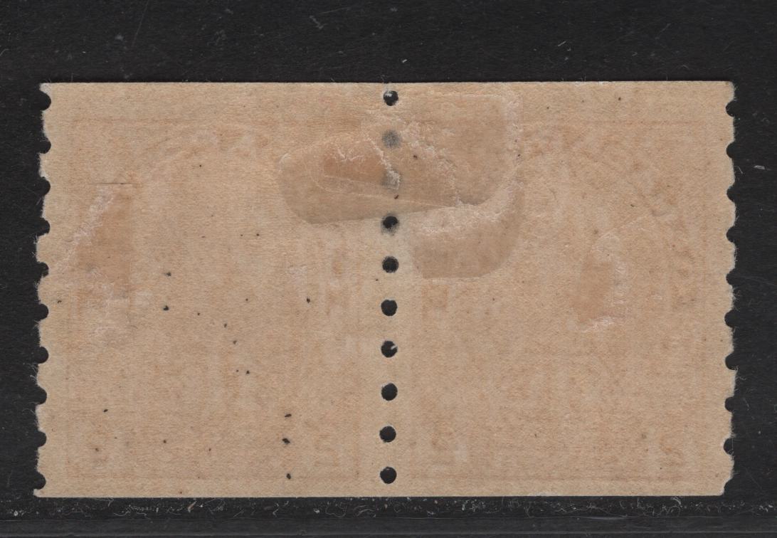 Lot 217 (C) Canada #MR6 2c + 1c Deep Carmine King George V, 1916 War Tax Issue, A VFOG Coil Pair, Perf 8 Vertical, Die 1, Paper/Gum ABN-D.