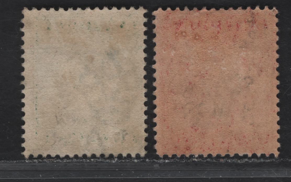Lot 1 (C) Antigua #25, 29 1d Carmine, 6d Deep Green, 1884-1887 Queen Victoria Courbould Heads Issue, Wmk Crown CA, 2 FOG Singles
