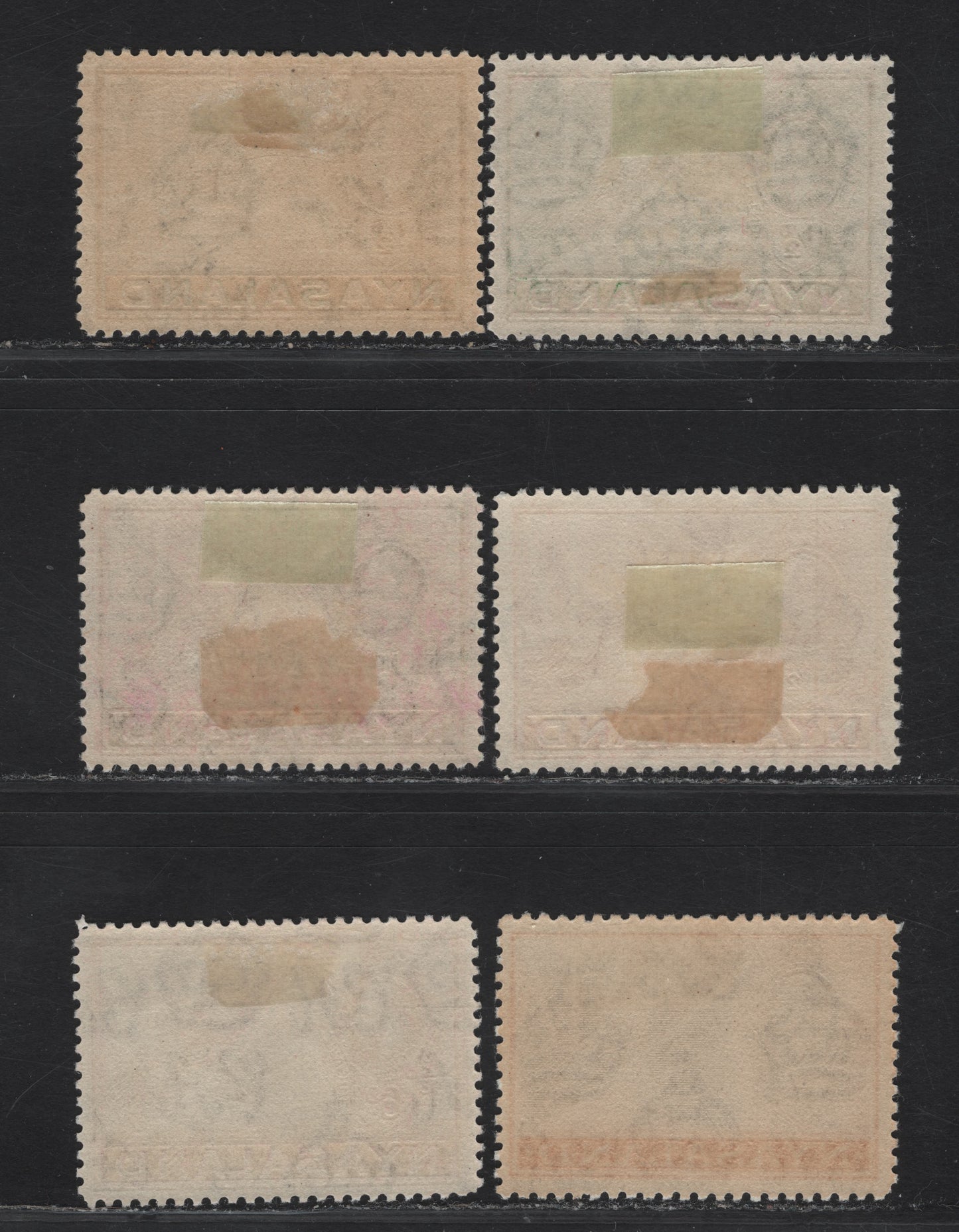 Lot 145 Nyasaland SG#114-116, 120, 122 1/2d - 1/- Green - Black & Orange King George V & Cheetah, 1934-1935 KGV & Cheetah Definitive Issue, 5 VFOG Singles