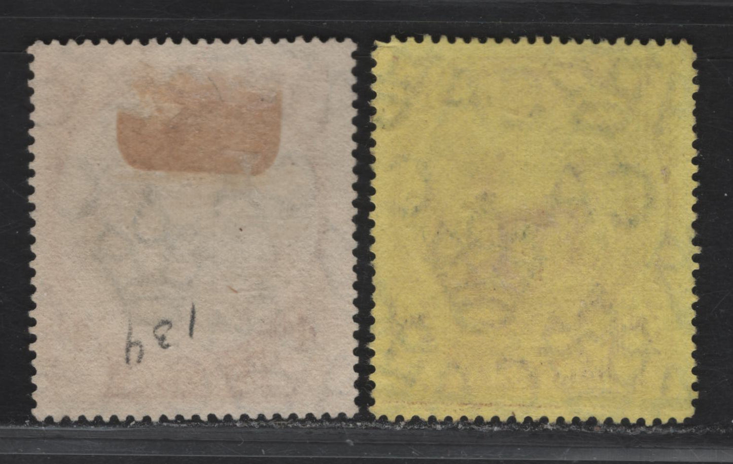 Lot 19 (C) Barbados #186, 199 3d Purple On Yellow, 4d Black & Red, 1916-1930 King George V Large Colonial Badge Definitives Issue, 2 F & VF OG SIngles