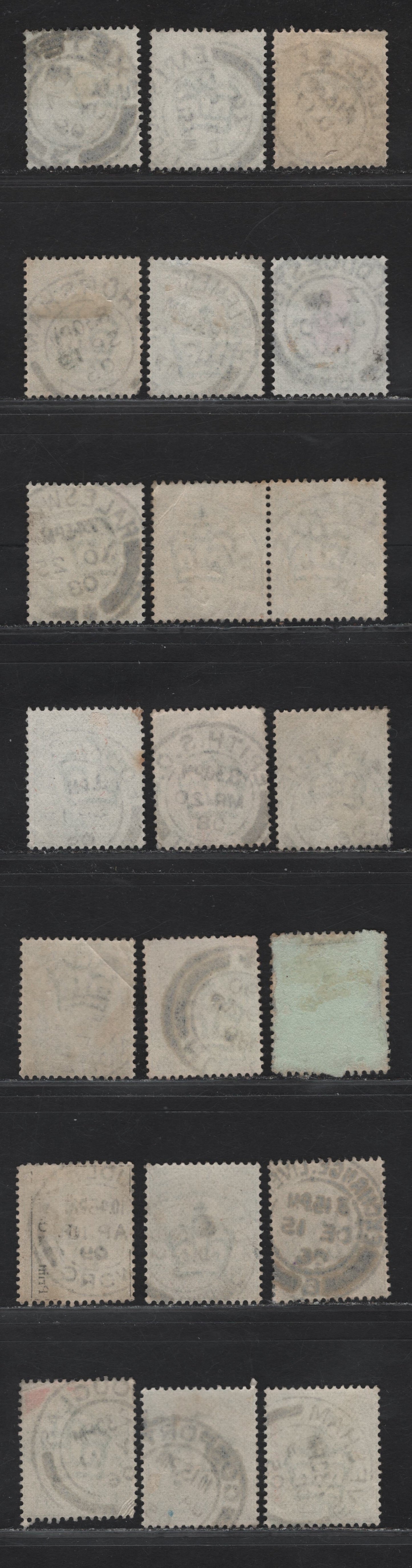 Lot 13 Great Britain SC#143-143a (SG#217-218) 1/2d Pale Yellowish Green - Yellowish Green King Edward VII, 1902-1910 King Edward VII Issue, Fine/Very Fine Used Singles, Single Bar Barell CDS Cancels, D-H Towns & Villages