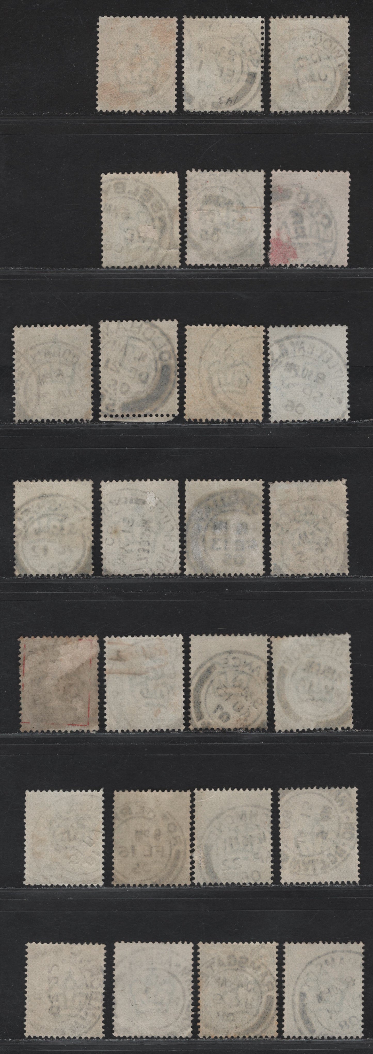 Lot 15 Great Britain SC#143-143a (SG#216-217) 1/2d Pale Yellowish Green - Yellowish Green King Edward VII, 1902-1910 King Edward VII Issue, Fine/Very Fine Used Singles, Single Bar Barell CDS Cancels, O-Z Towns & Villages