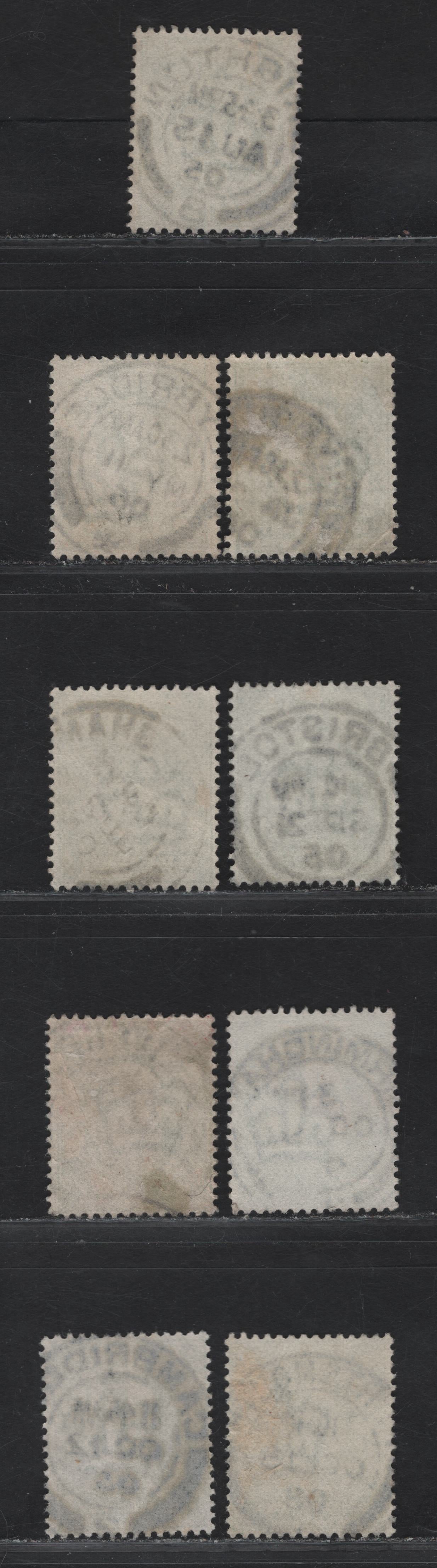 Lot 17 Great Britain SC#143-143a (SG#217-218) 1/2d Pale Yellowish Green - Yellowish Green King Edward VII, 1902-1910 King Edward VII Issue, Fine/Very Fine Used Singles, Single Bar Barell CDS Cancels, B-P Towns & Villages