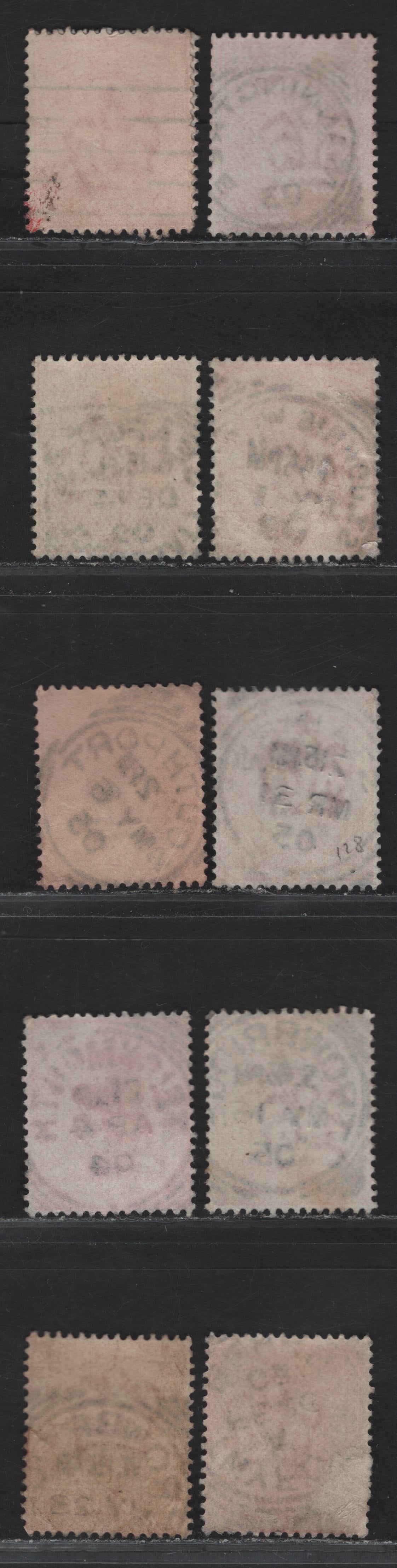 Lot 208 Great Britain SC#128&var (SG#219-220 (Spec M5(1)-M5(3))) 1d Scarlet - Deep Bright Scarlet King Edward VII, 1902-1910 King Edward VII Issue, Fine/Very Fine Used Singles, U-T Squared Circle Village/Town Cancels