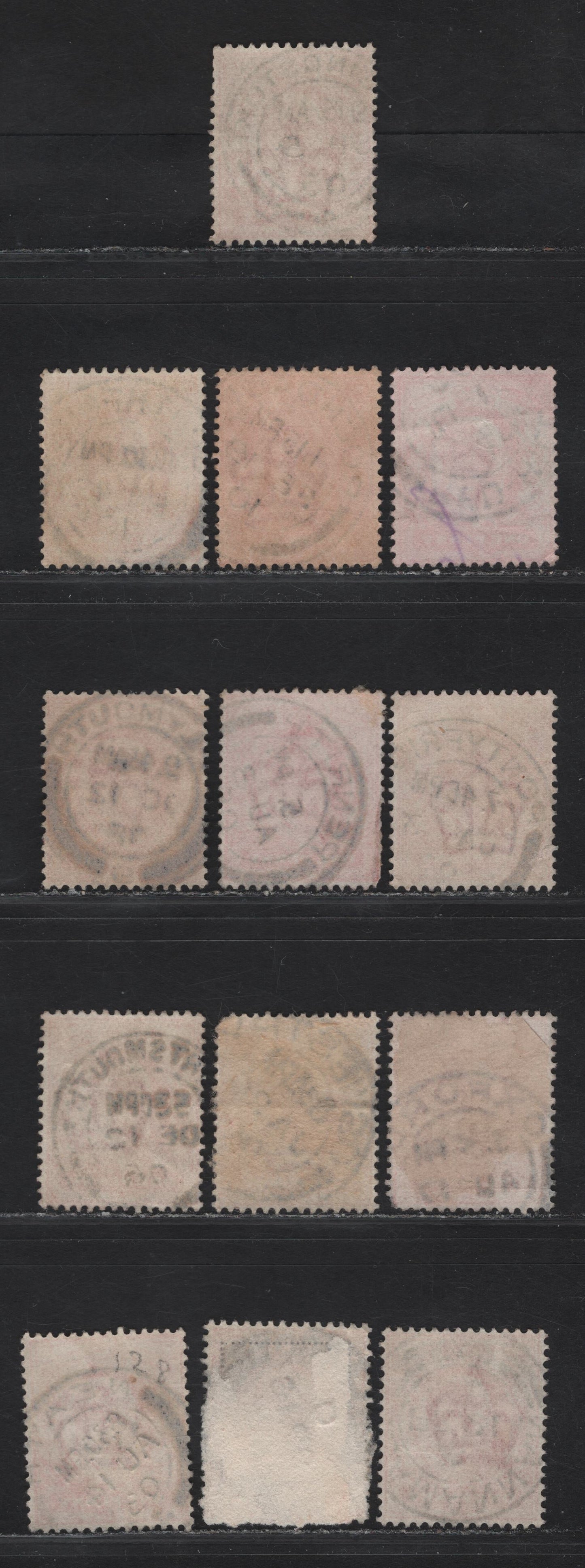 Lot 212 Great Britain SC#128&var (SG#219-220 (Spec M5(1)-M5(3))) 1d Scarlet - Deep Bright Scarlet King Edward VII, 1902-1910 King Edward VII Issue, Fine/Very Fine Used Singles, L-S Single Bar barell CDS Village/Town Cancels