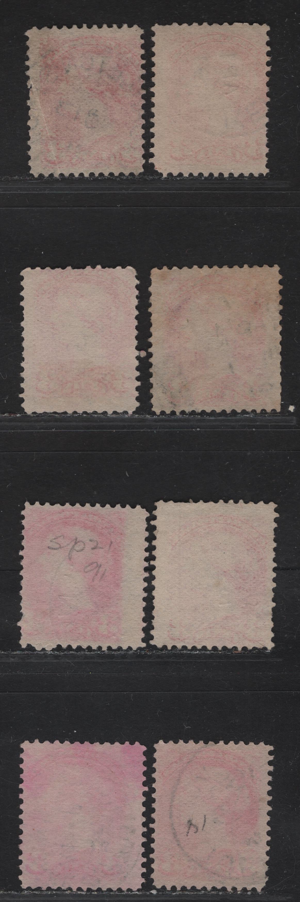 Lot 10 Canada #41 3c Pale Vermillion - Orange Vermillion Queen Victoria, 1888-1897 Small Queen Issue, 8 Very Good/Fine Used Singles, Early Second Ottawa Printings, Different Shades, 1891 Dated Cancels, Papers 2O-II, 2O-E & 2O-HH.