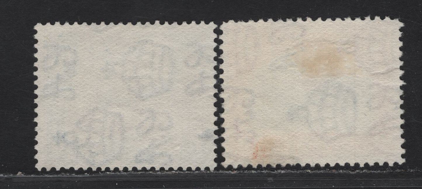 Trinidad & Tobago SG#233a, 234 6c - 8c Sepia & Blue - Orange & Sage Green Discovery of Lake Asphalt - Queen's Park Savannah, 1935-1936 Pictorial Issue, 2 Very Fine Used Singles, Line Perf 12 & Comb Perf 12.5