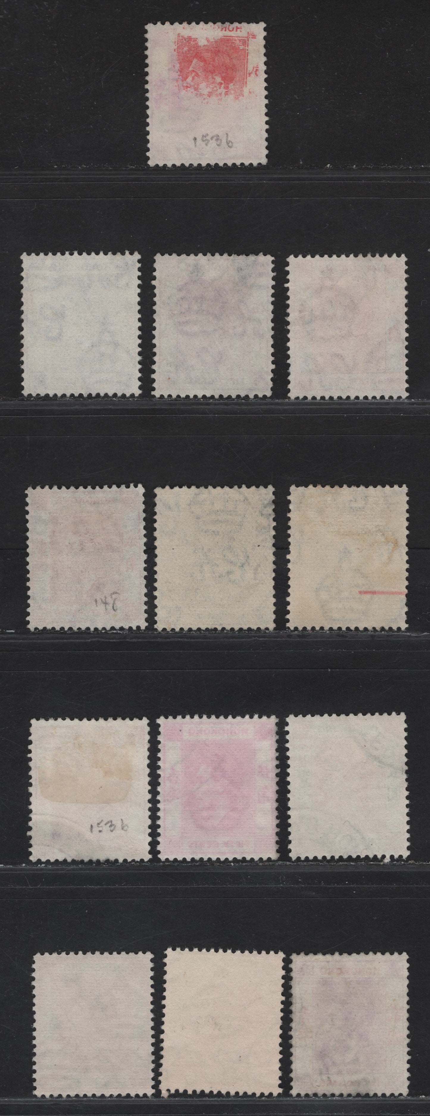 Lot 203 Hong Kong SG#148-a, 149, 152, 153c, 156,b,c 25c - $2 Scarlet Vermillion - Reddish Violet & Scarlet King George VI, 1938-1952 KGVI Keyplates Issue, 13 Very Fine Used Singles, Includes Chalky & Ordinary Paper Printings & Listed Shades