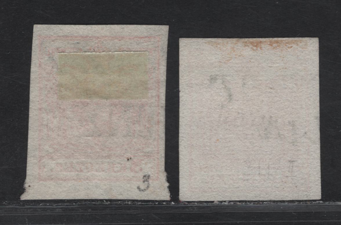Lot 207A Austria SC#3 3kr Deep Red Arms, 1850 Coat of Arms Issue, 2 Very Fine Used Imperf Singles, Medium Handmade Paper Type 1 .