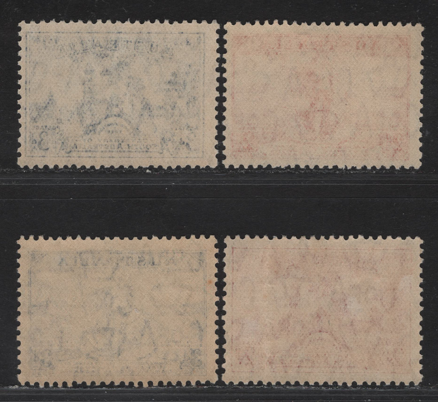 Lot 94 Australia SG#159-160, 161-162 2d - 3d Scarlet - Blue 1936-1936 Opening Of Submarine Telephone Link - Centenary of South Australia Issues, 4 F/VFOG/NH Singles, 2d South Australia Has 2 Spots of Gum Disturbance.