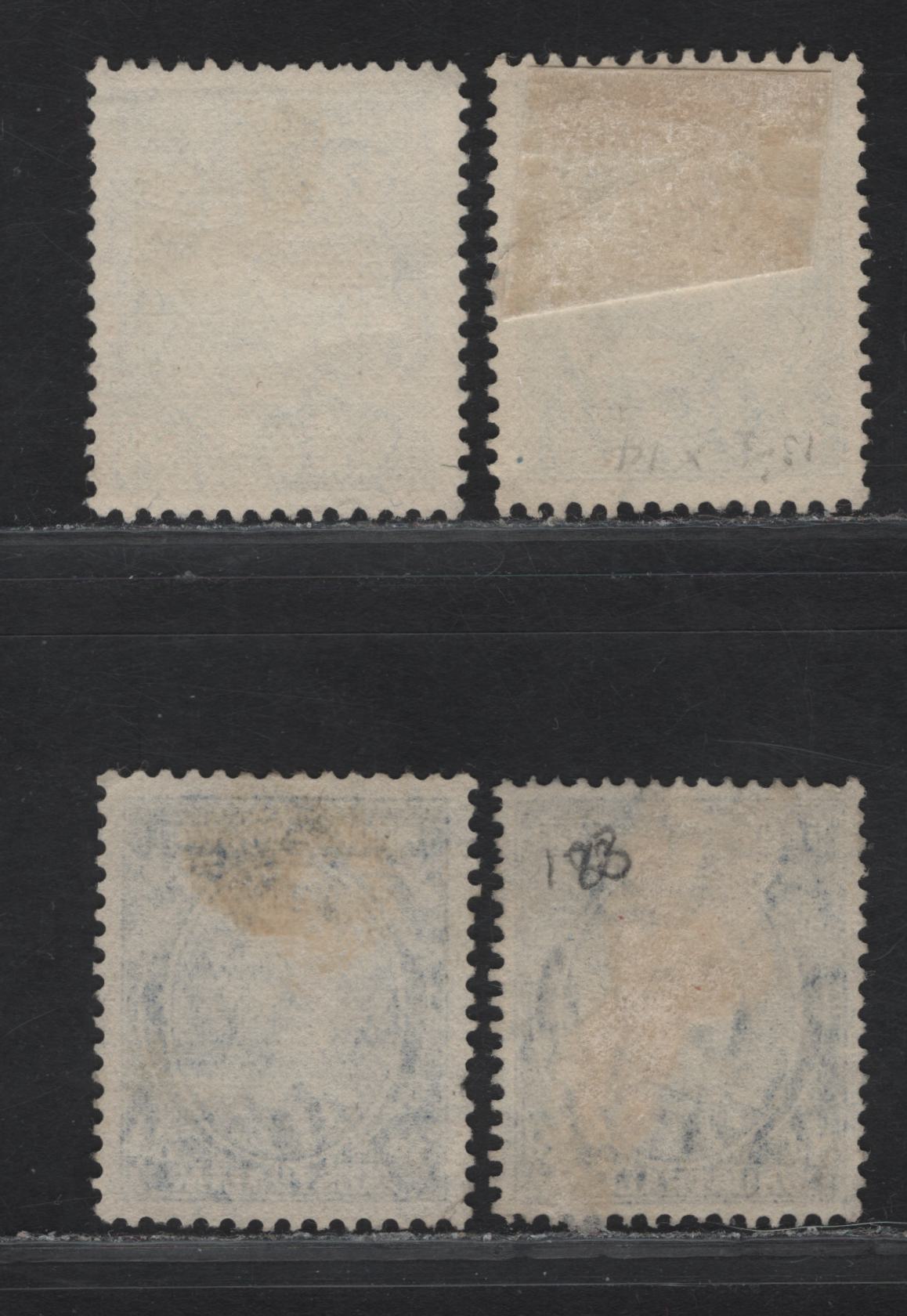 Lot 96 Australia SG#168b,c,ca, 186 3d Blue King George VI, 1937-1949 Zoological Issue, 4 Very Fine Used Singles, All Dies & Perfs Except Die 1.