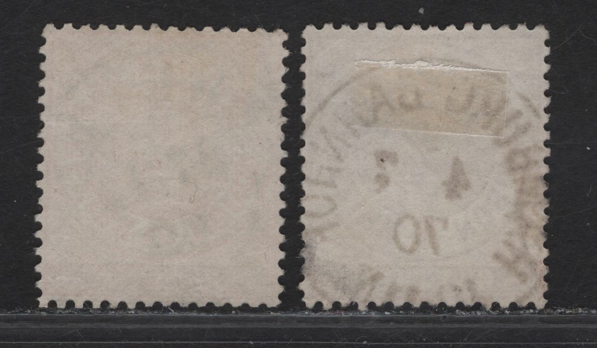 Lot 113 North German Confederation SC#13, 15 1/4gr - 1/2gr Lilac - Orange Numeral, 1869 Perforated Numeral Issue, 2 Very Fine Used Singles