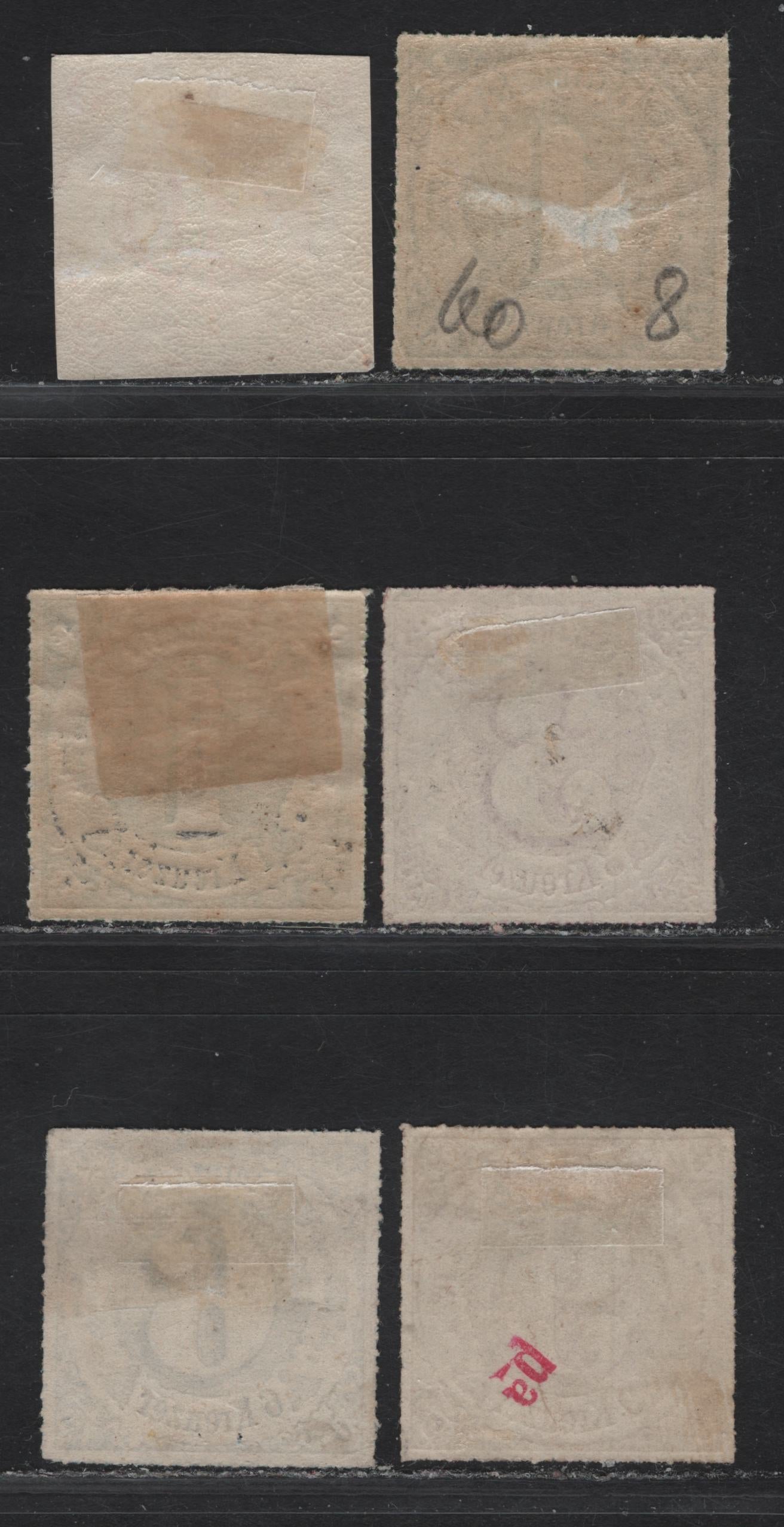 Lot 207 Thurn & Taxis SC#52, 60-63 30kr - 9kr Orange - Bistre Numerals, 1859 Imperf Numeral Issue, 6 VFOG Imperf Singles, 61-63 Have No Gum, Two Shades Of 1kr Green