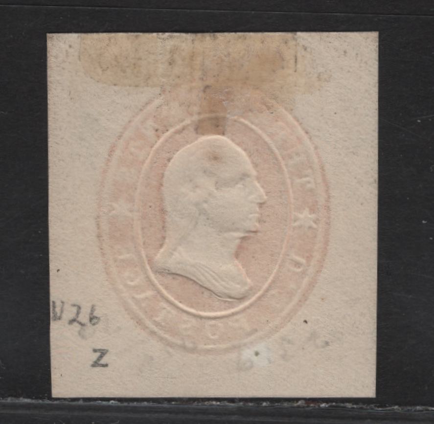 Lot 215 United States SC#U26 3c Red Washington, 1860-1861 Nesbitt Issue, A Very Fine Unused Cut Square Single