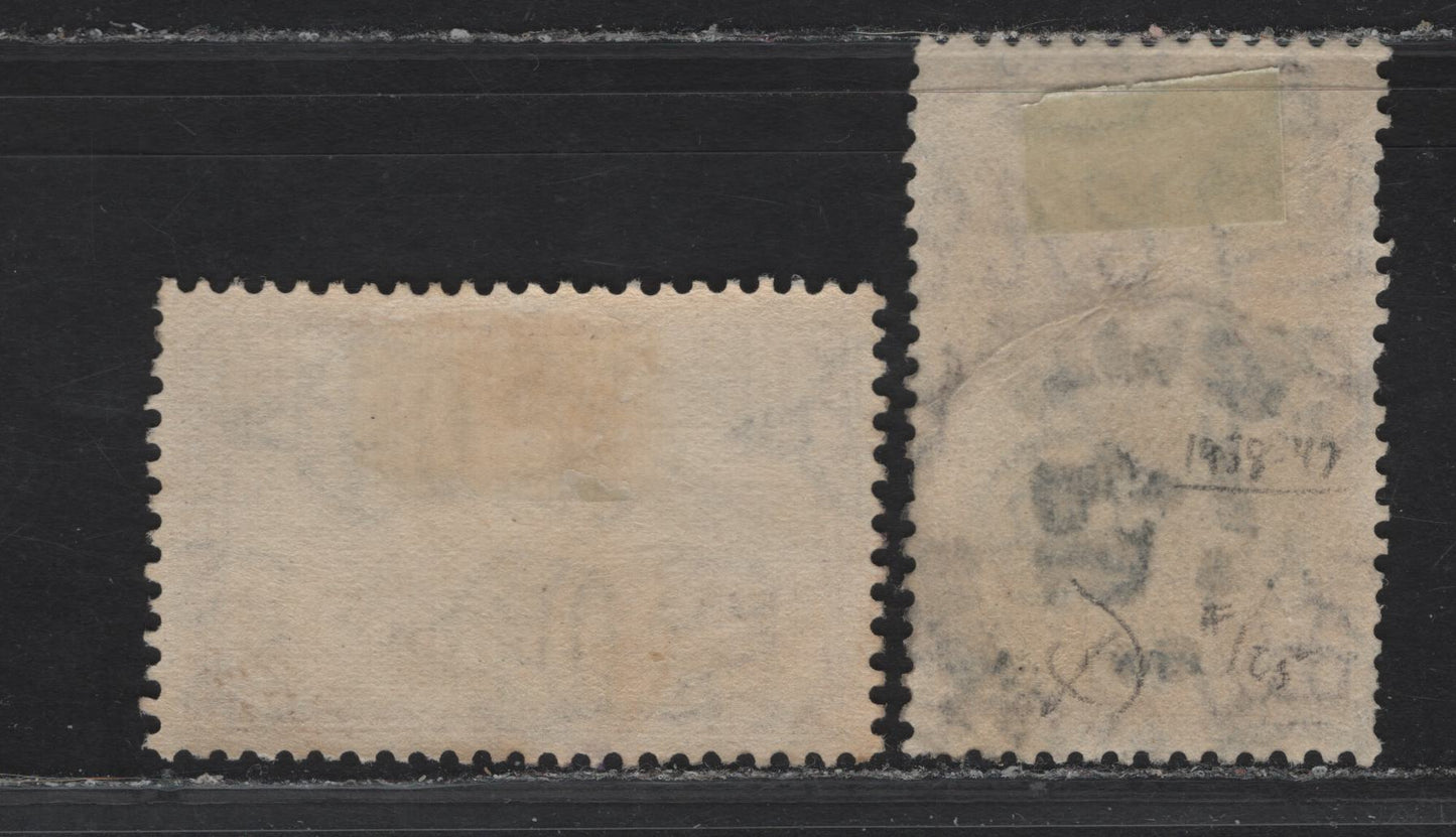 Lot 399 British Honduras SG#158, 160 50c - $2 Black & Purple - Blue & Maroon Chicle Industry - Mahagony Felling, 1938-1947 KGVI Pictorial Issue, 2 Fine Used Singles