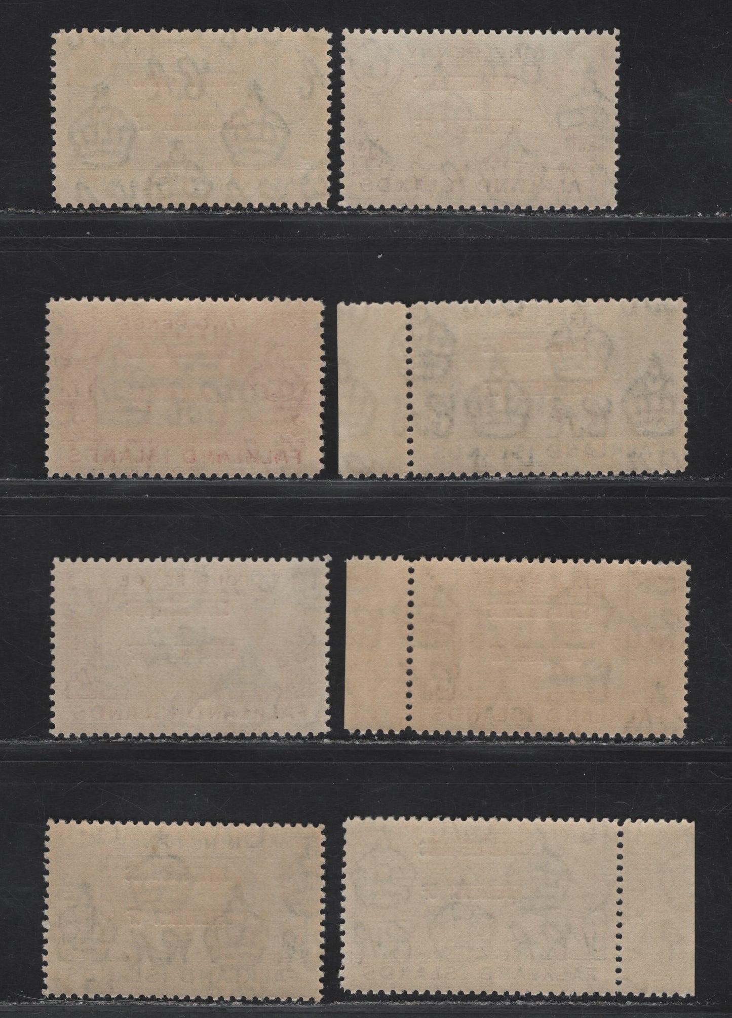 Falkland Islands Dependencies SG#D1-D8 1/2d - 1/- Black & Green - Deep Blue Whaltes Jawbone - Mount Sugar Top, 1944-1945 KGVI Pictorial Overprints, 8 VFNH Singles, South Shetlands, Basic Set Of Overprints