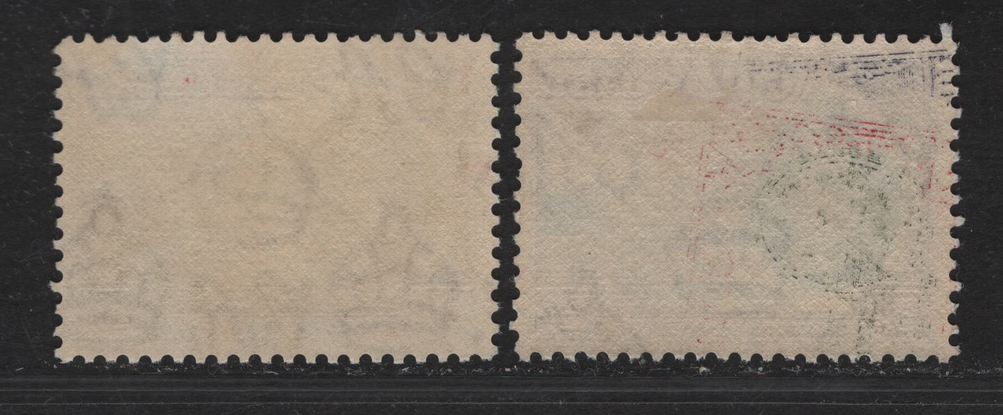 Lot 132 Gold Coast SG#130a, 132 2/-, 10/- Blue & Violet - Black & Violet Christiansburg Castle, 1938-1943 Christiansburg Castle Definitive Issue, 2 FOG Singles, Comb Perf 11.5x12, 1940 Printings