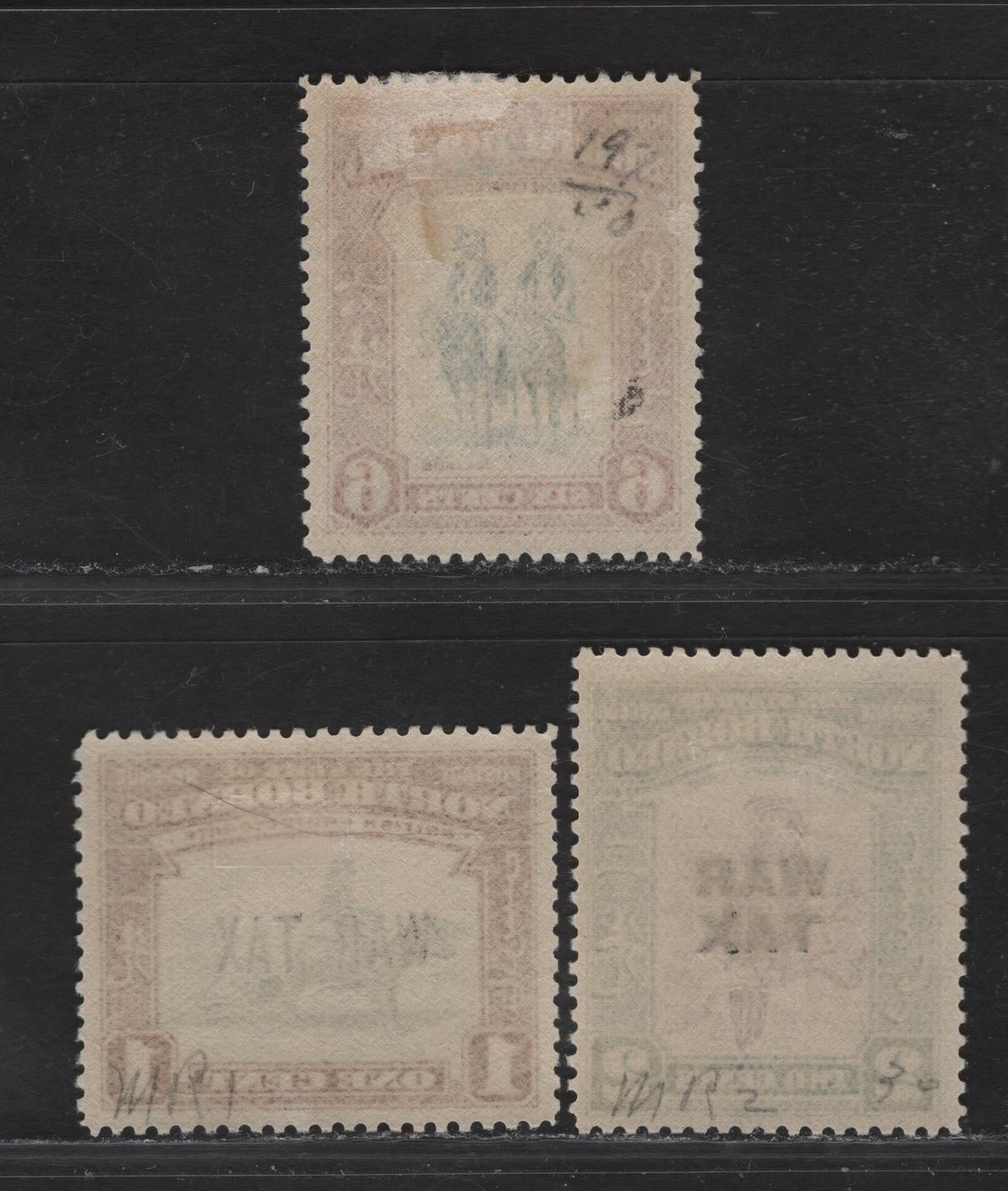 Lot 175 (C) North Borneo SG#307, 318-319 6c - 2c Deep Blue & Claret - Purple & Greenish Blue Mounted Bajaus - Palm Cockatoo, 1939-1941 Waterlow Pictorial - War Tax Overprinted Issues, 3 F/VFOG Singles