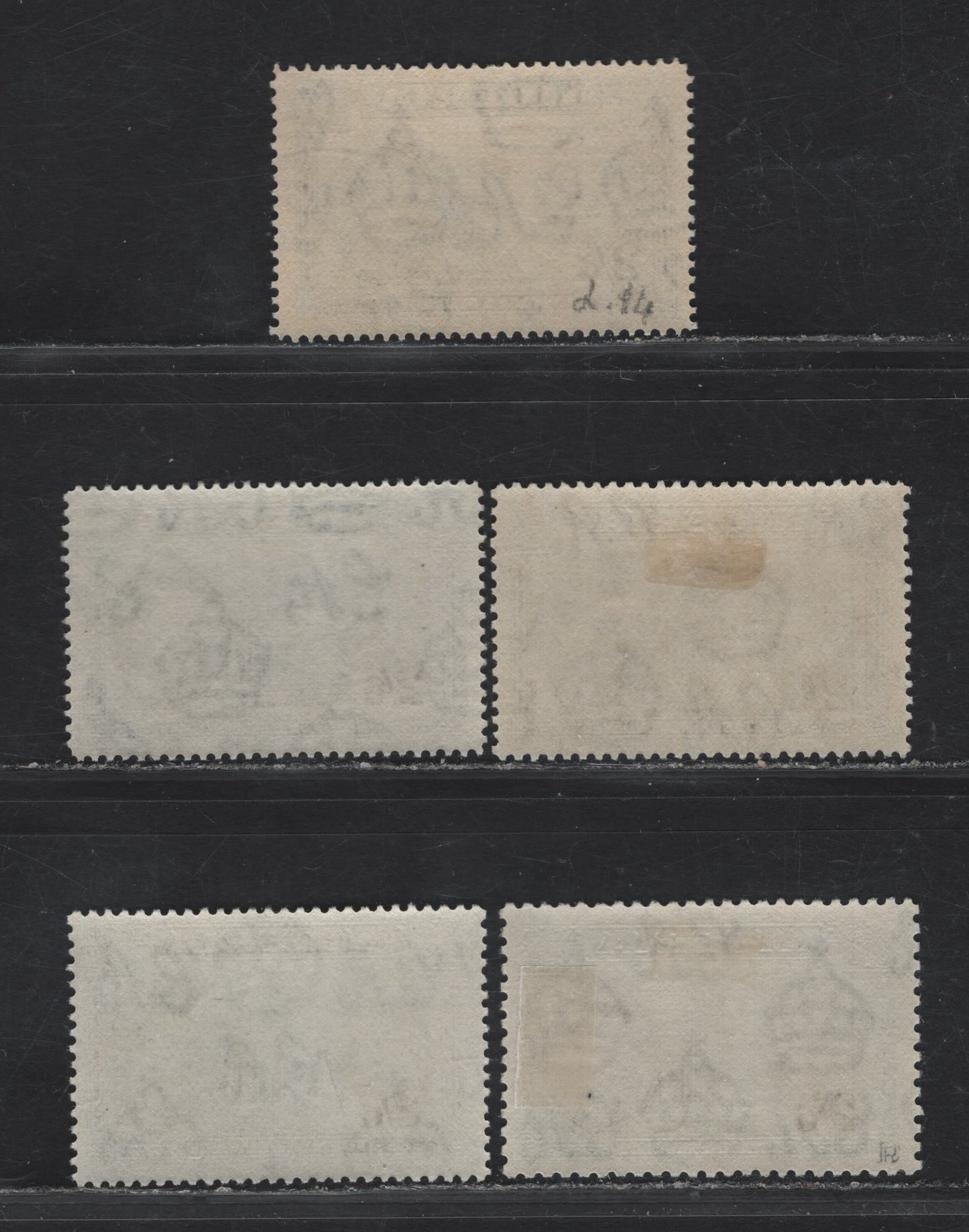 Lot 181 Nigeria SG#58a-c 2/6 Black & Blue King George VI, 1938-1951 KGVI Pictorial Issue, 5 F/VFNH Singles, Perfs 14, 13.5 & 12, Various Wartime Printings