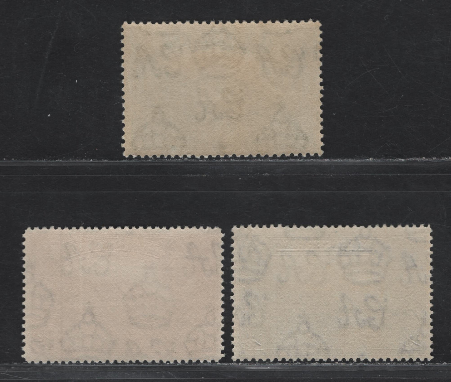Lot 202 Montserrat SG#101, 105a, 106ab 1/2d - 2.5d Blue Green - Deep Brown Carr's Bay - Sea Island Cotton, 1938-1948 KGVI Pictorial Issue, 3 F/VFNH Singles, 1/2d Is Perf 13, Rest Are Perf 14, 1938 & 1942 Printings