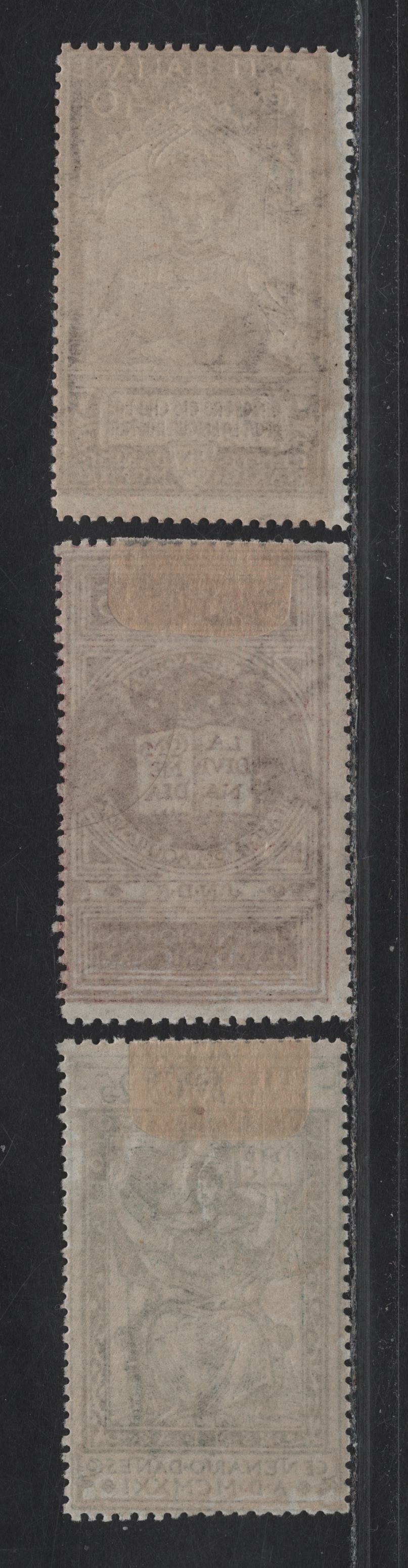 Lot 209 Italy SC#133-135 15c - 40c Violet Brown - Brown Allegory of Dante's Divine Comedy - Dante Alighieri, 1921 Death of Dante Issue, 3 FOG Singles