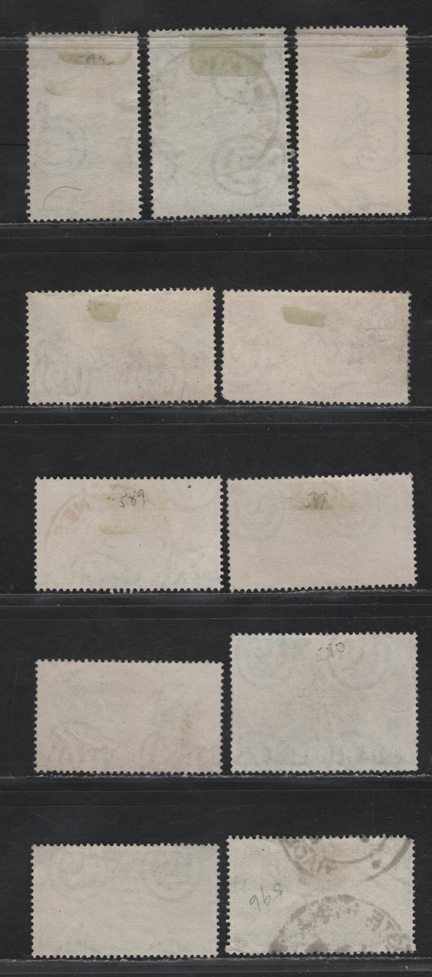 Lot 28 Italy SC#587-593, 596 25l - 60l Gray Black - Deep Green & Indigo Sardinia Stamps of 1851 - Verdi, 1951 World Bicycle Races - 50th Anniv of Death of Verdi Issue, 11 Fine/Very Fine Used Singles