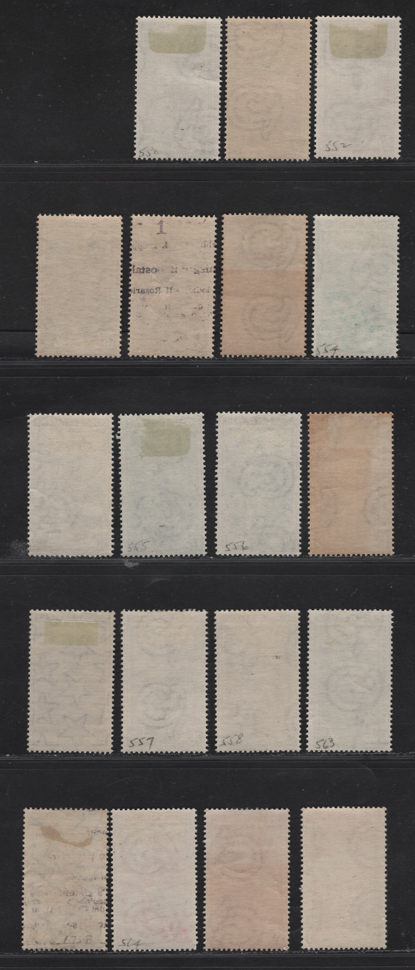 Lot 206 Italy SC#549-558, 560, 563-564 50c - 60l Violet Blue - Red Blacksmith - Grain Cart, 1950 Trades Definitive Issue, 19 F/VFOG Singles, Some Shade & Gum Varieties