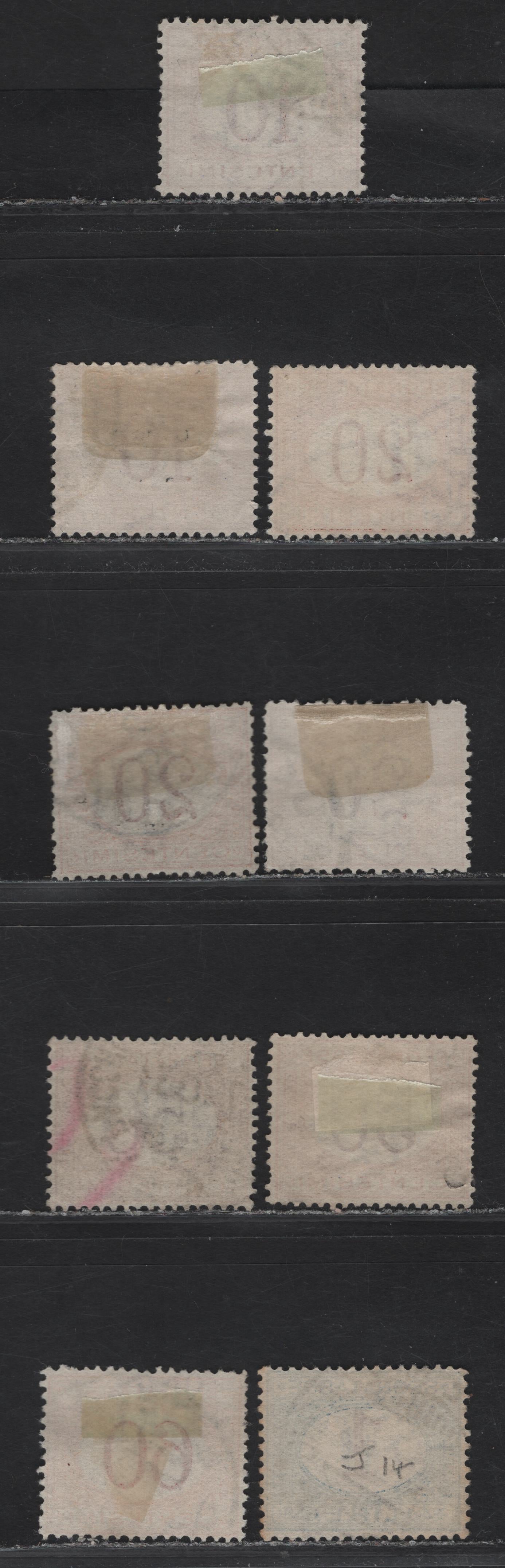 Lot 230 Italy SC#J6-J7, J10-J11, J14 10c - 1l Buff & Magenta - Blue & Magenta Numeral, 1870-1925 Postage Dues, 5 Very Fine Used Singles, Variations In Shades Of Both Frame & Numerals, As Well As Thickness in Numerals