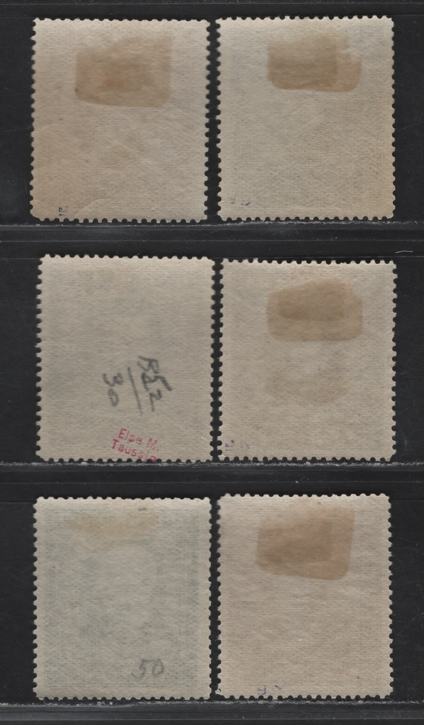 Lot 100 Austria SC#B50-B55 2.5k - 50k Brown - Claret Haydn - Hugo Wolf, 1922 Needy Musicians Semi Postal Issue, 7 F/VFOG Singles, Perf 12.5