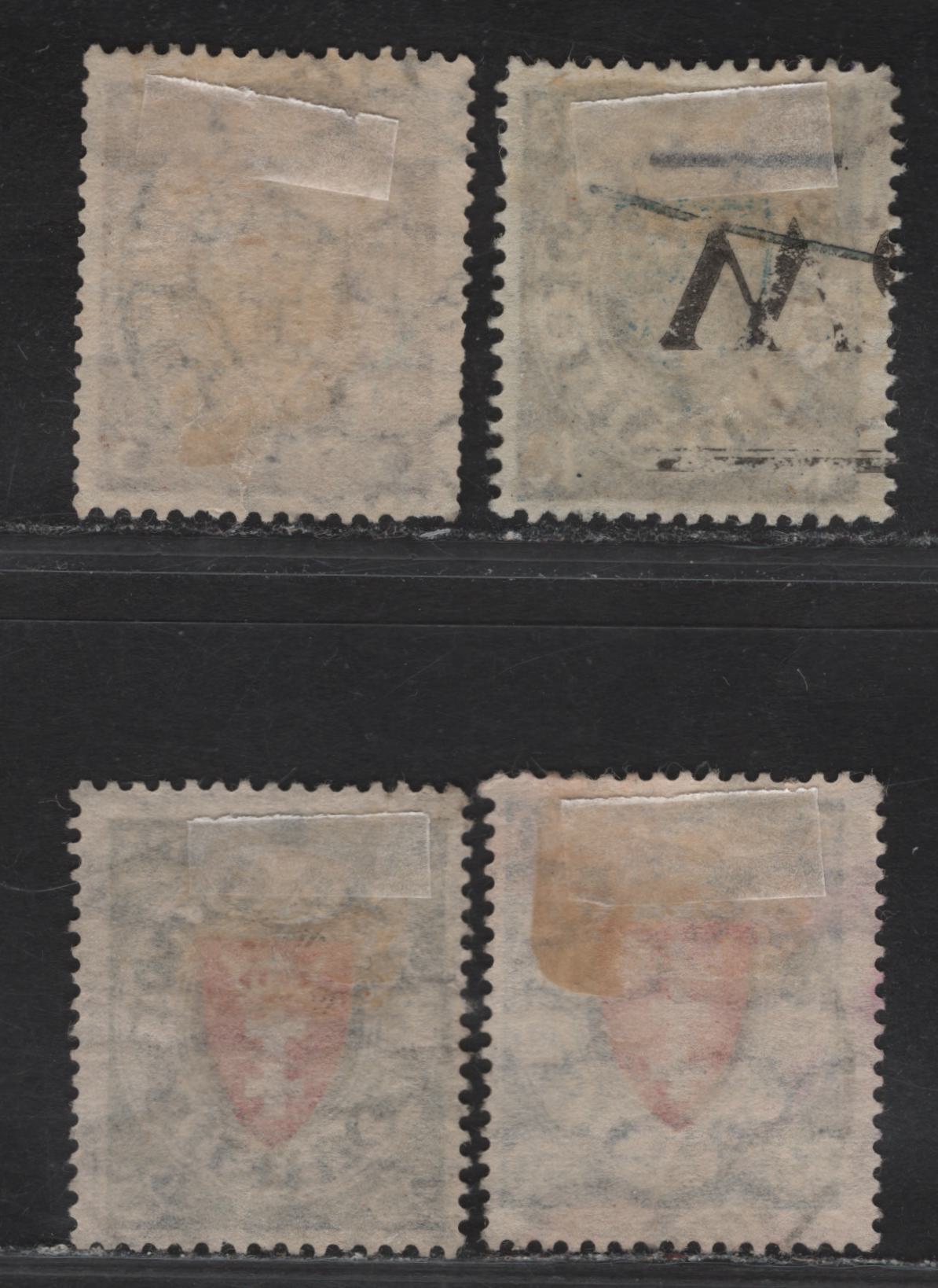Lot 152 Danzig SC#168, 179, 184, 187 3pf - 50pf Brown on Yellowish White - Blue & Red Arms - Airplane, 1924-1937 Arms Issue, 4 Fine/Very Fine Used Singles, Webbing Wmk