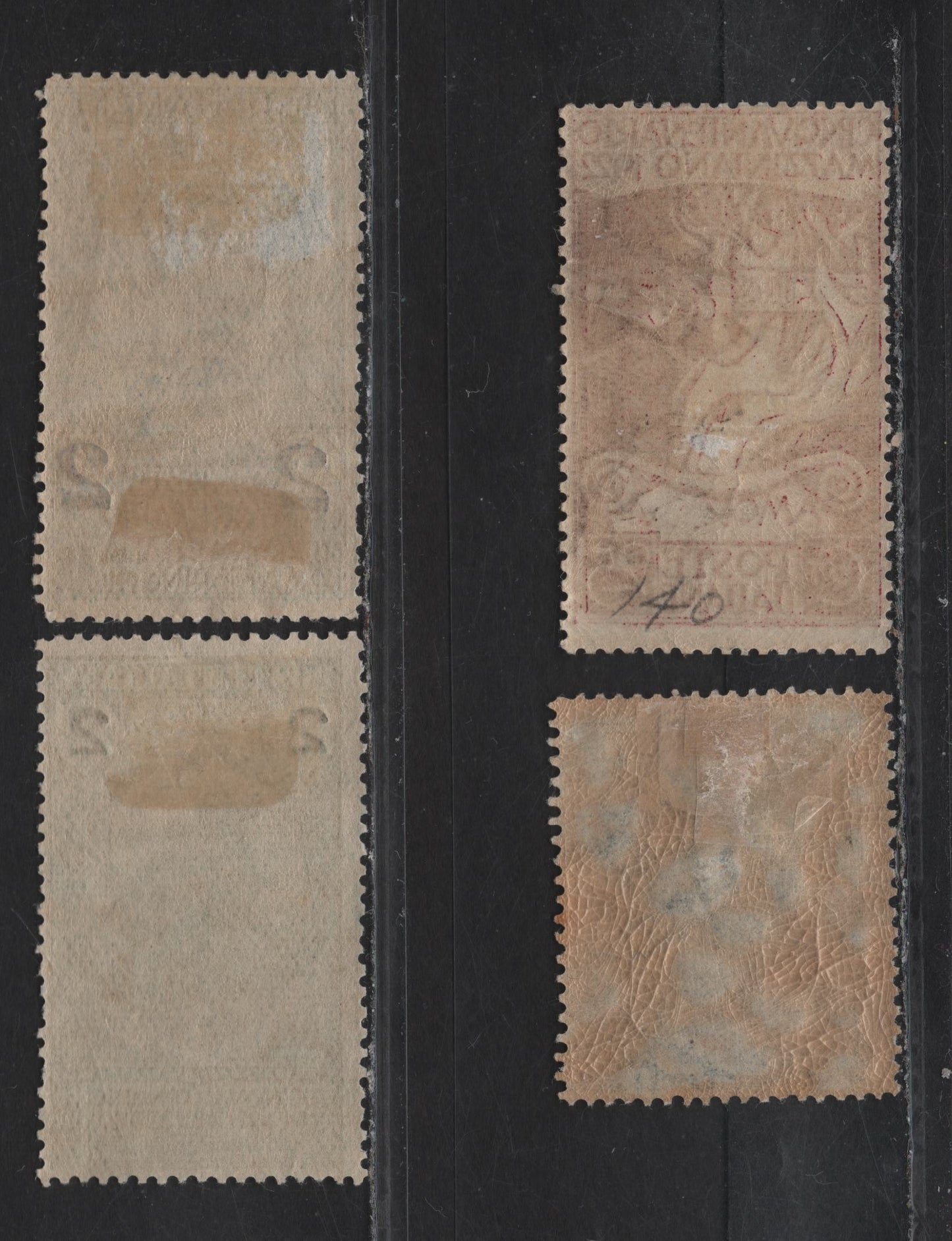 Lot 267 Italy SC#126, 128, 140, 138a 2c on 5c - 25c Deep Green - Maroon Symbol Of Valor - Flame & Sword, 1913-1922 Surcharges - Mazzini Issue, 4 Fine OG Singles Perf. 14 and 14 x 13.25