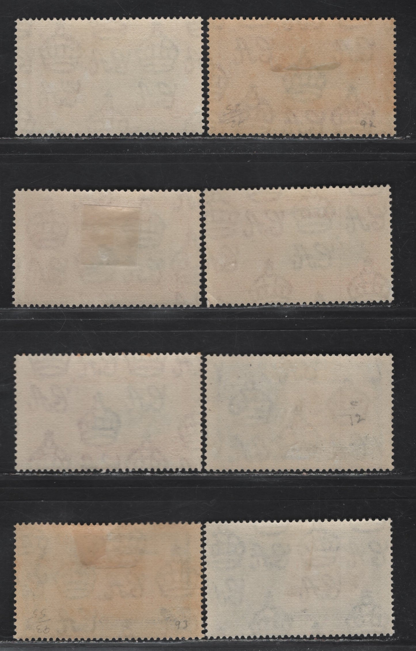 Lot 193 Bahamas SG#141-142 1.5d - 2.5d Deep Blue & Carmine - Brown & Deep Blue Windsor Castle, 1935 Silver Jubilee Issue, 8 VFOG Singles, Shade Grouping of Different Vignette & Frame Plate Shades