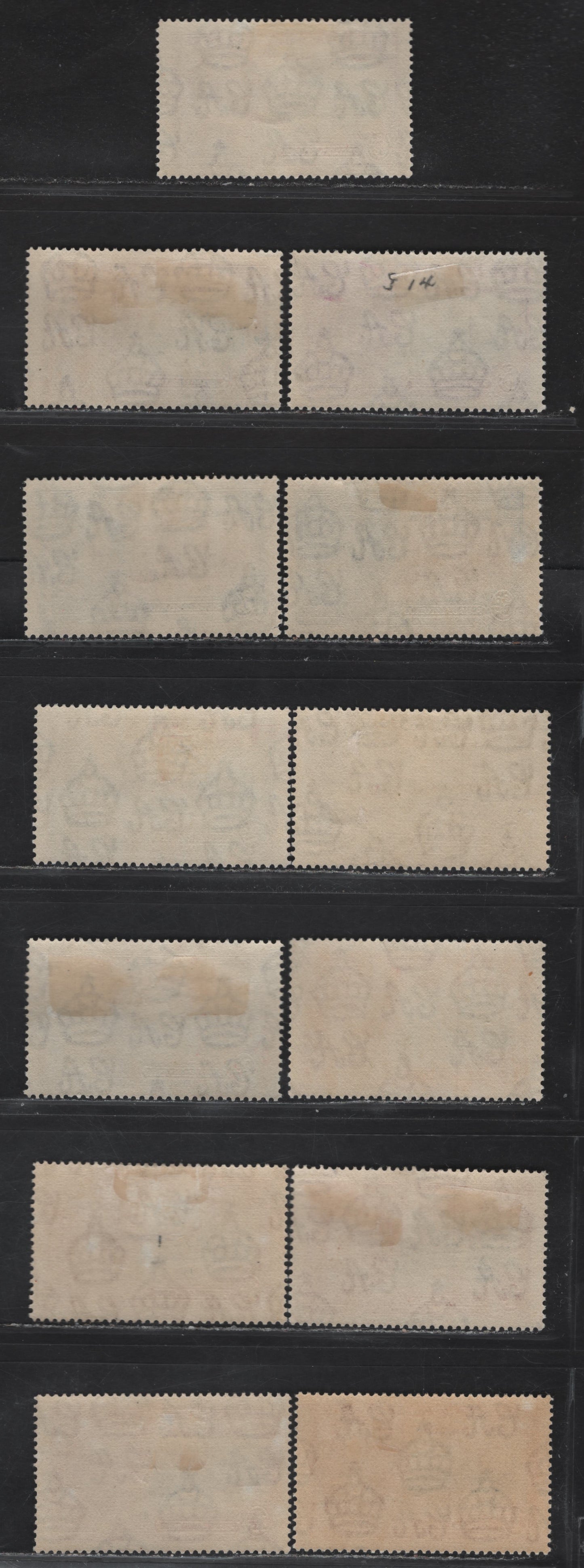 Lot 222 Basutoland SG#11-14 1d - 6d Deep Blue & Carmine - Slate & Purple Windsor Castle, 1935 Silver Jubilee Issue, 13 VFOG Singles, Demonstrating The Range Of Frame & Vignette Shades In Which These Stamps ARe Found