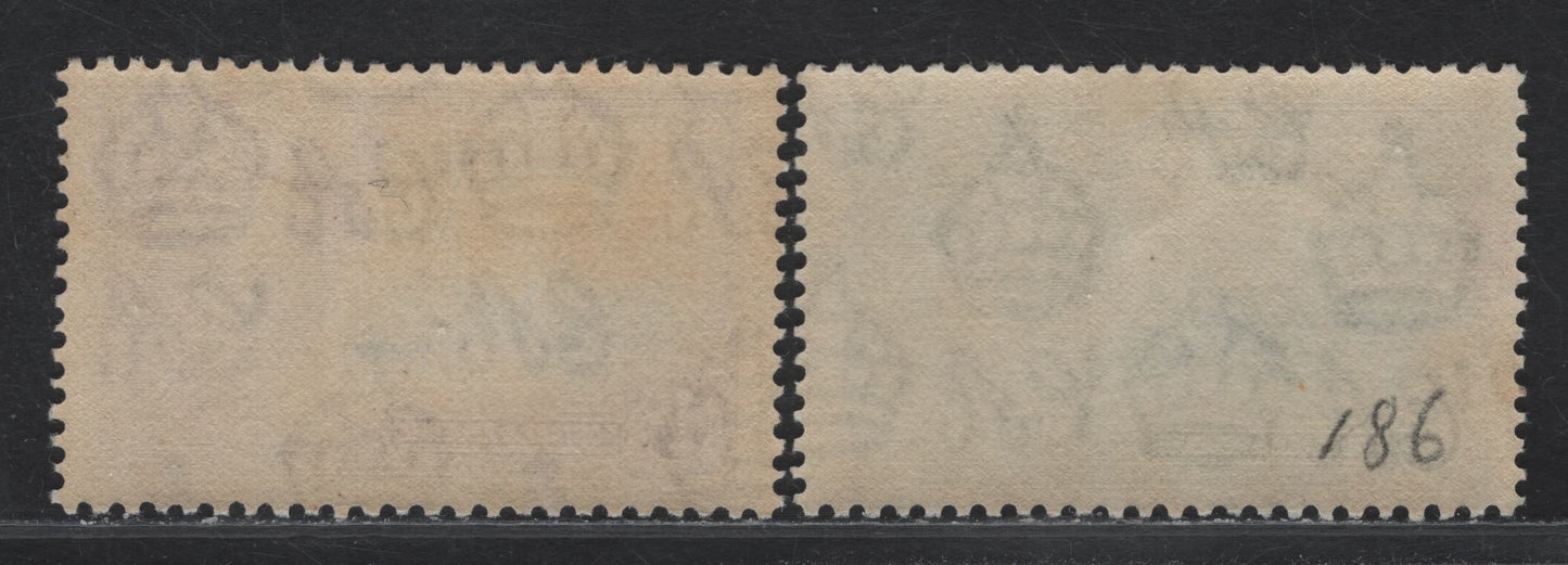 Malta SG#212-213 6d - 1/- Light Blue & Sage Green - Slate & Purple KGV & Windsor Castle, 1935 Silver Jubilee Issue, 2 FNH Singles