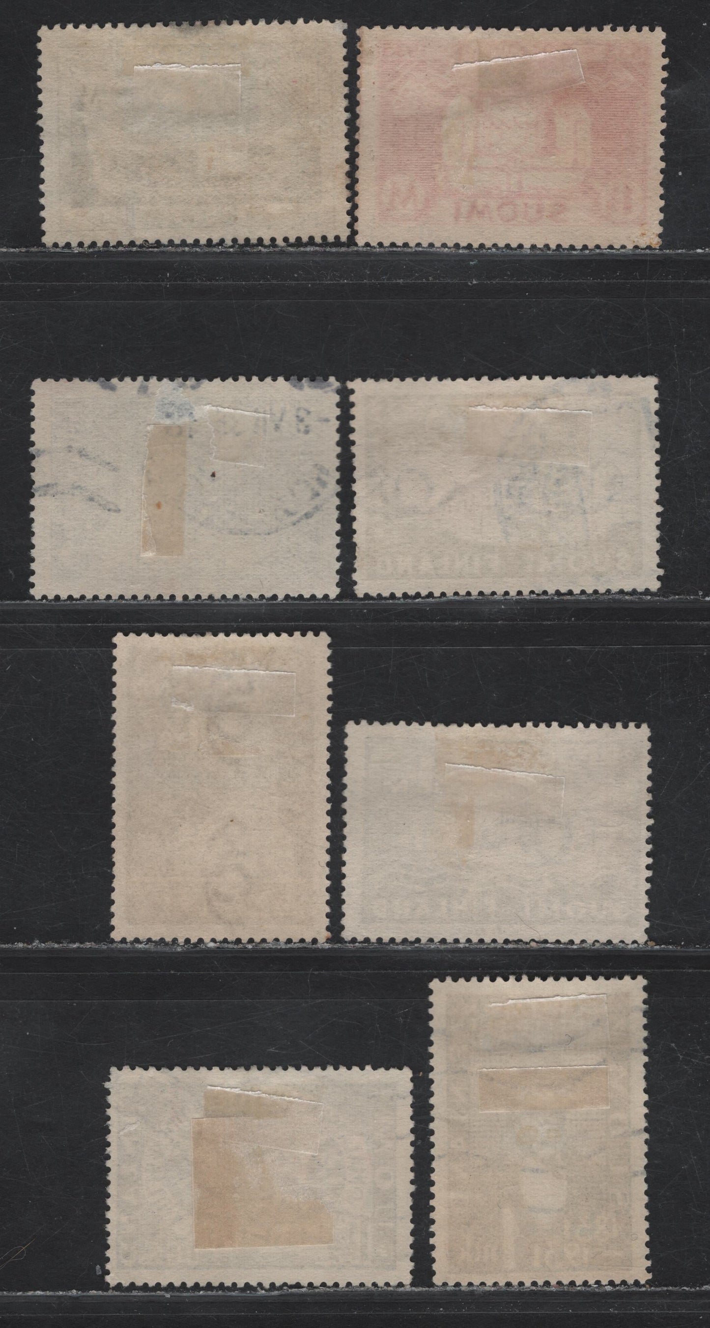 Lot 341 Finland SC#155-157, 180-181, 207-209 1m - 2.5m Olive Green - Blue S.S. Bore - Kullervo, 1929-1935 Founding oF Turku - Centenary of Publication of Kalevala Issues, 8 Fine/Very Fine Used Singles