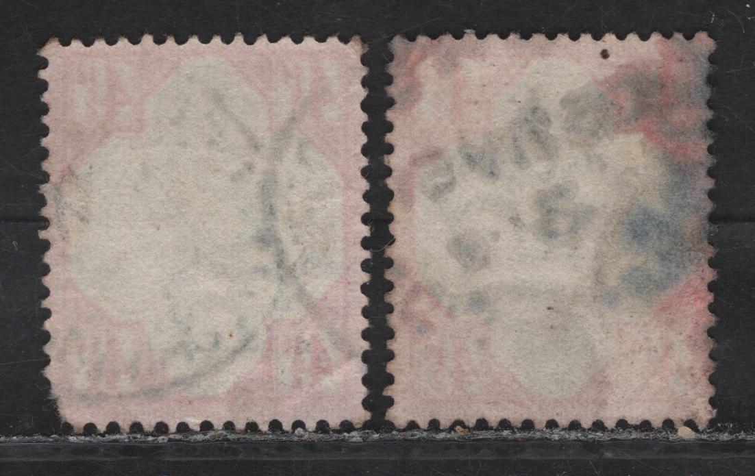 Lot 44 (C) Great Britain SG#206, 206var 4.5d Green & Carmine Queen Victoria, 1887 Jubilee Issue, 2 Very Good/Fine Used Singles, One Showing Prominent Frame Break At LR